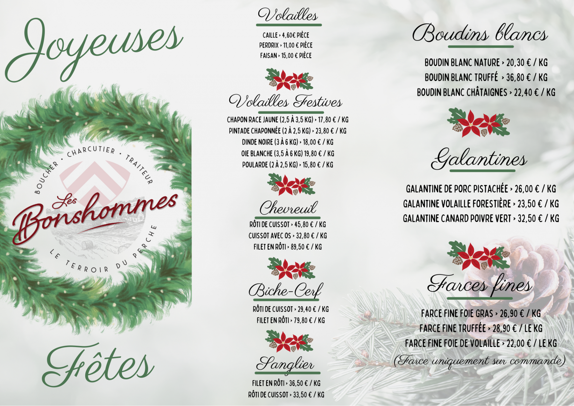 CHARCUTERIE - MAISON - BOUCHERIE - TRAITEUR - NOEL - FETES - FIN ANNEE - REPAS - FAMILLE