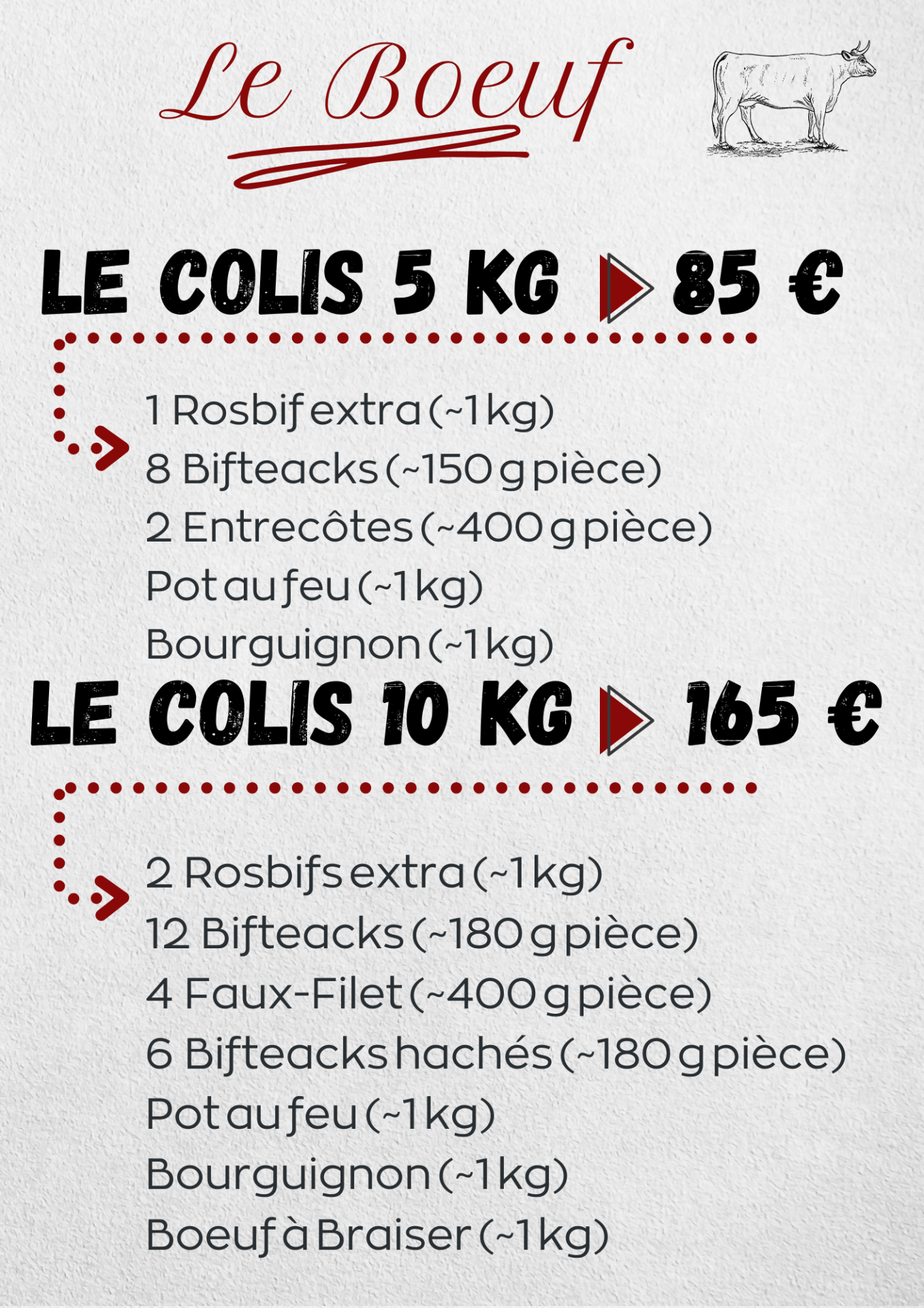 COLIS BOEUF - VIANDE LOCALE - FRANCAISE - TERROIR