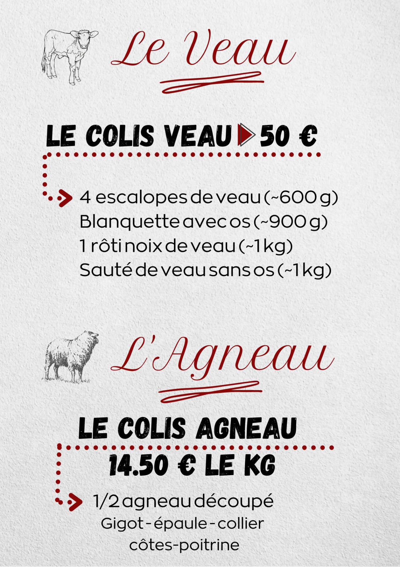 COLIS AGNEAU - VEAU - ELEVE FRANCE - LOCALE - PERCHE